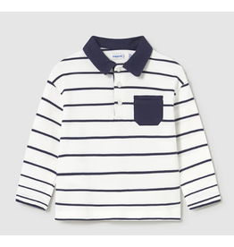 mayoral Mayoral-gestreepte polo-wit/blauw