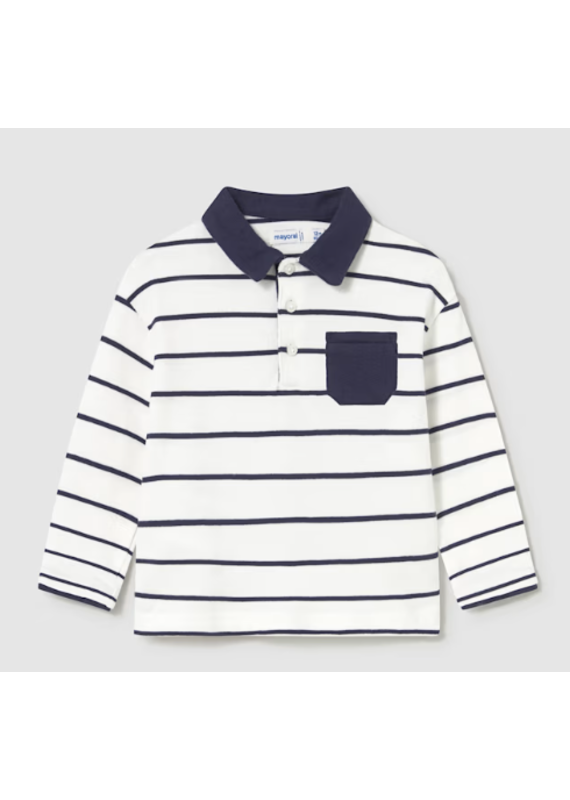 mayoral Mayoral-gestreepte polo-wit/blauw