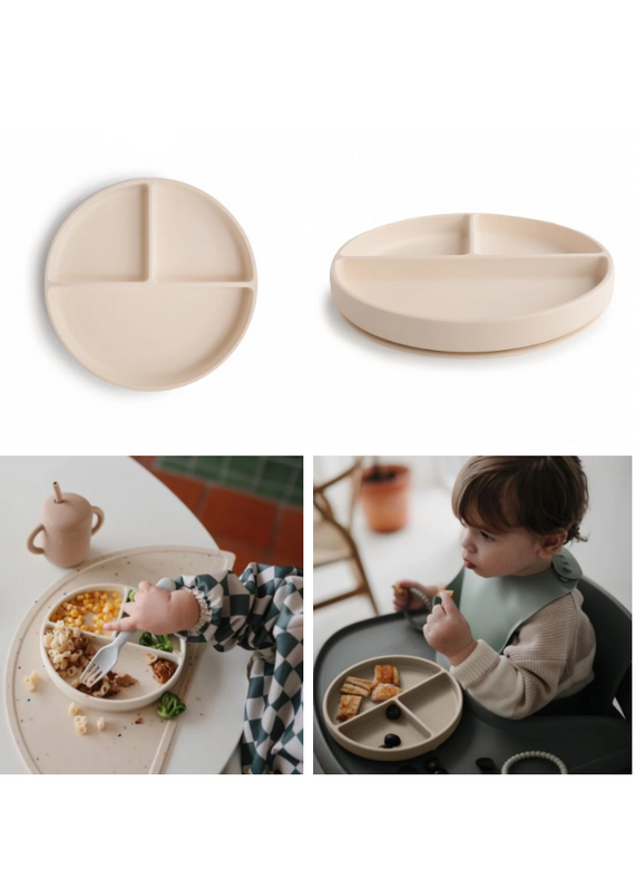 Mushie Mushie - Silicone Bord Rond Met Zuignap | shifting sand