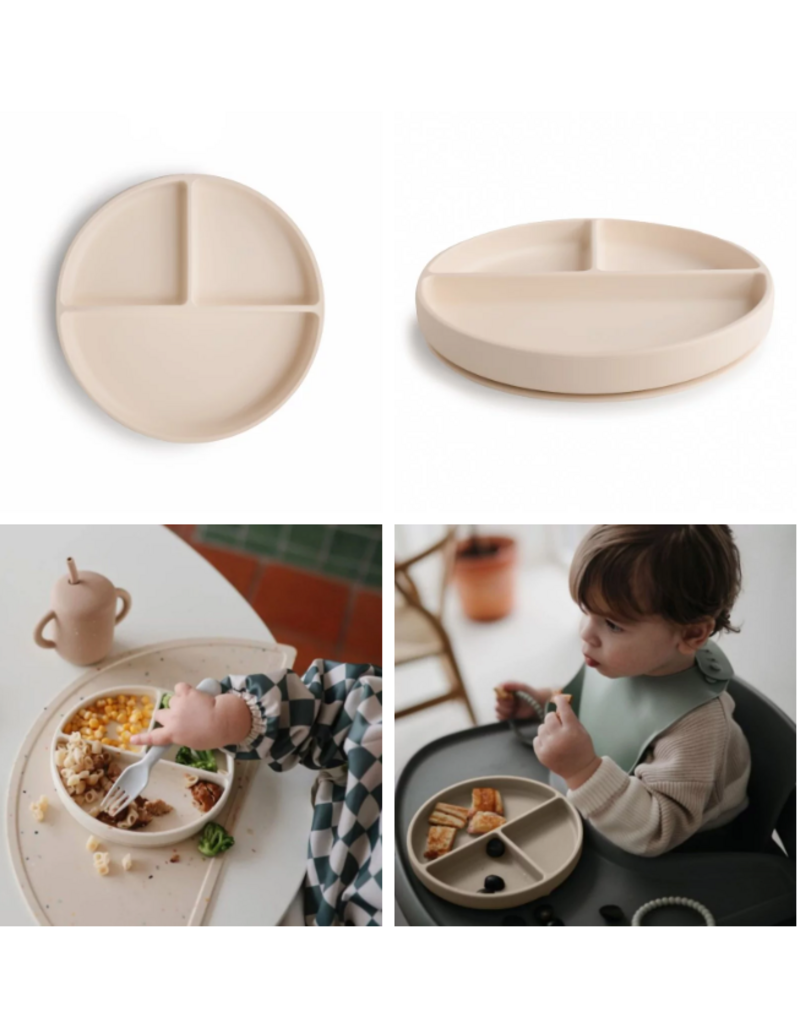 Mushie Mushie - Silicone Bord Rond Met Zuignap | shifting sand