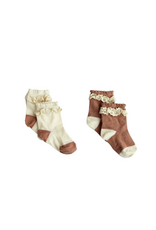 Your Wishes Your whishes - lace sokken beige/terracotta