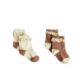 Your Wishes Your whishes - lace sokken beige/terracotta