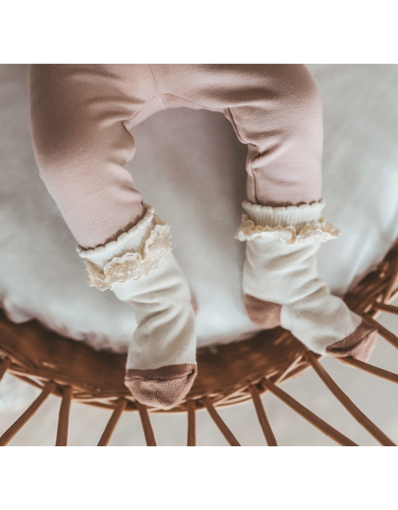 Your Wishes Your whishes - lace sokken beige/terracotta