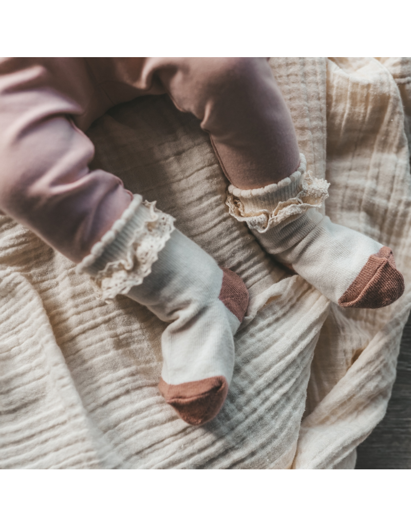 Your Wishes Your whishes - lace sokken beige/terracotta
