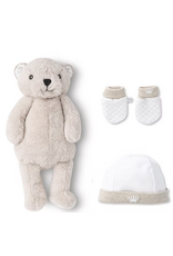 First First-Gift set Max teddy bear met handschoenen en muts-sand