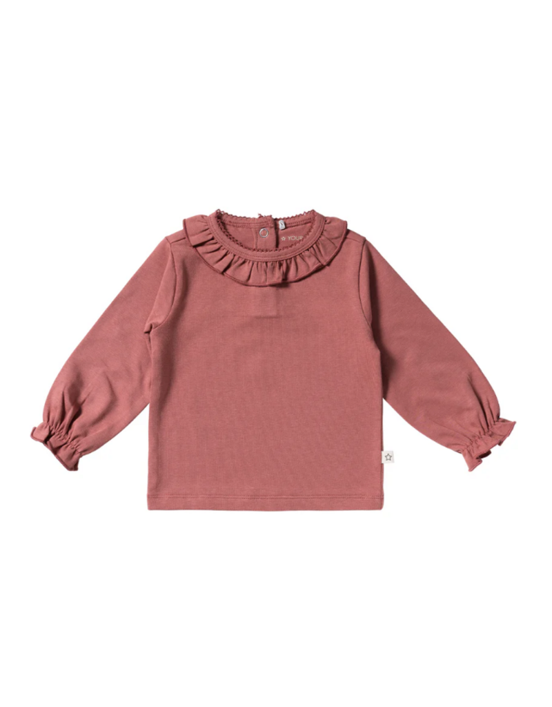 Your Wishes Your wishes - longsleeve met ruffel terracotta