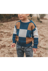 Your Wishes your wishes - geruite trui donker blauw/beige