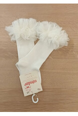 Condor Condor - kniekousen 202 met ruffel wit