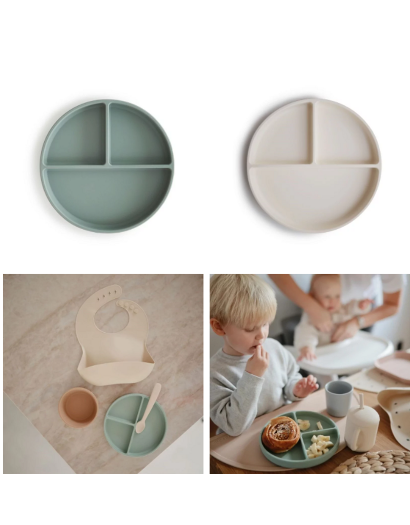 Mushie Mushie silicone bord - Cambrigde blue (groen)
