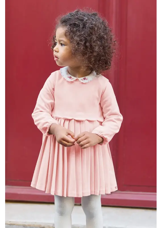 Tartine & Chocolat Tartine et Chocolat - roze kleed met geplooide rok