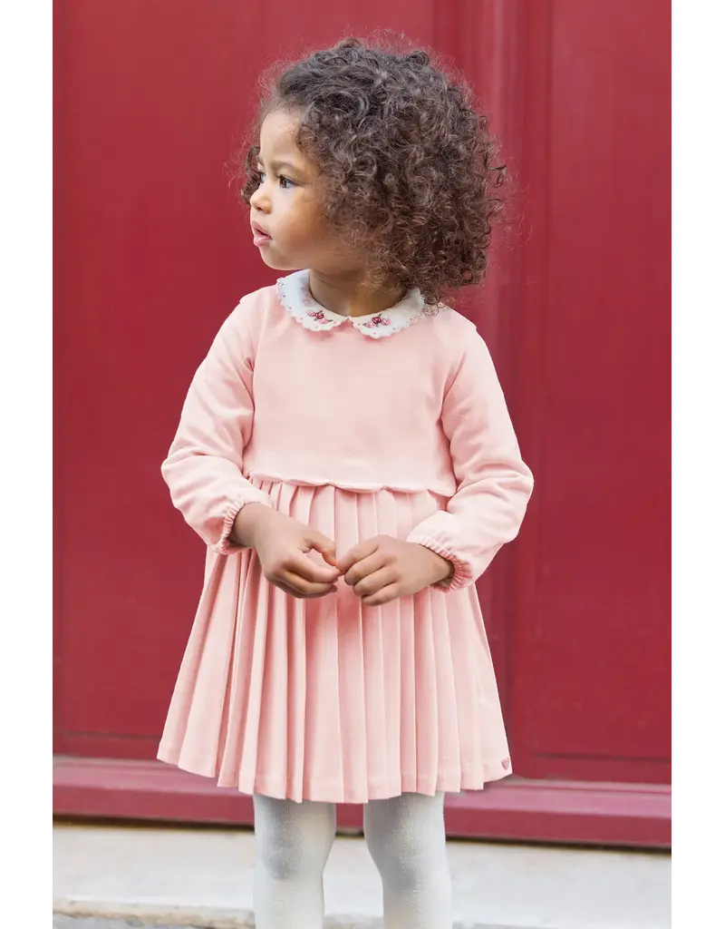 Tartine & Chocolat Tartine et Chocolat - roze kleed met geplooide rok