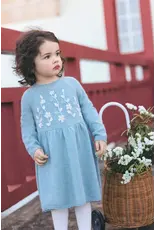 Tartine & Chocolat groen kleedje met geborduurde bloemen