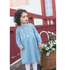 Tartine & Chocolat groen kleedje met geborduurde bloemen