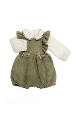 Barcellino Groen romper salopette met lange mouwen bloesje