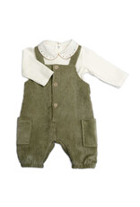 Barcellino Set: Salopette groen rib met body - boys