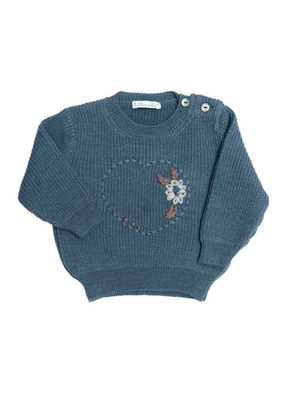 Barcellino Barcellino - Trui blauw met hartborduring