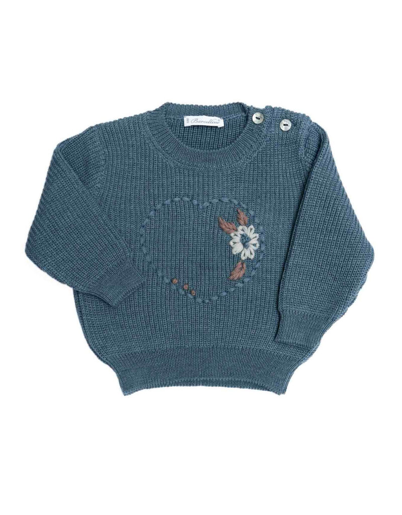 Barcellino Barcellino - Trui blauw met hartborduring