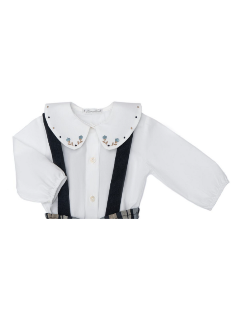 Barcellino Barcellino Lange mouwen body of blouse met kraag