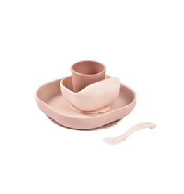 Beaba beaba - siliconen eetset 4-delig  roze