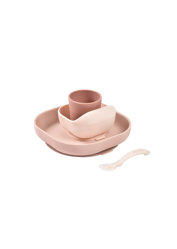 Beaba beaba - siliconen eetset 4-delig  roze