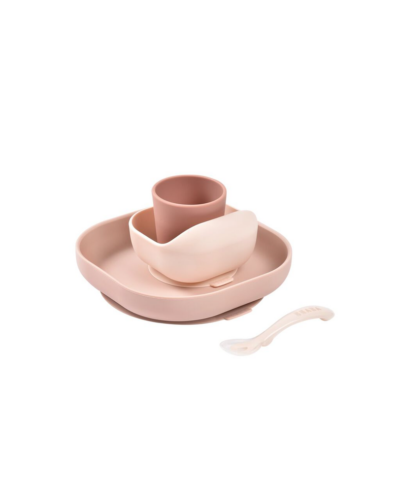 Beaba beaba - siliconen eetset 4-delig  roze
