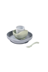 Beaba Beaba - siliconen eetset 4 delig blauw/groen