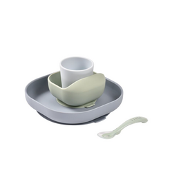 Beaba Beaba - siliconen eetset 4 delig blauw/groen