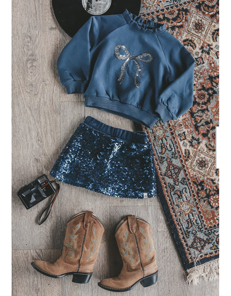 Your Wishes Your Wishes-ruffle sweater met glitterstrik