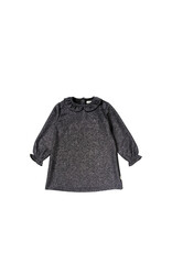 Your Wishes Your Wishes-glitterjurkje met kraag-zwart