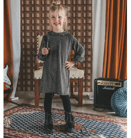 Your Wishes Your Wishes-glitterjurkje met kraag-zwart