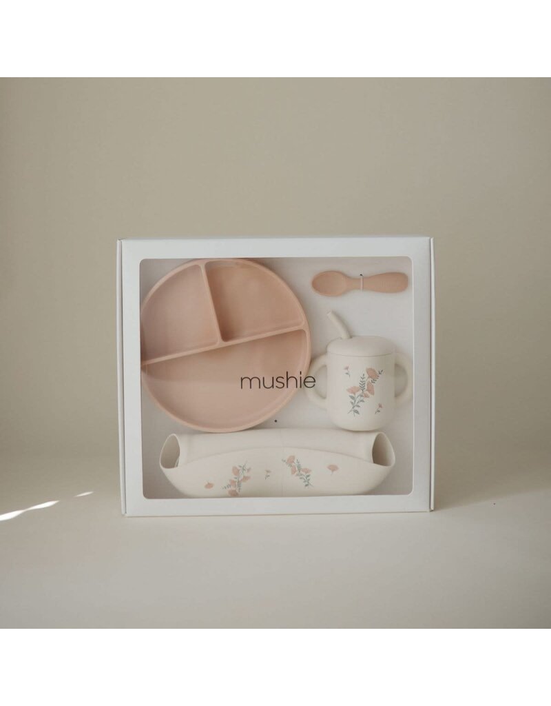 Mushie Mushie - silicone eetset pink flowers