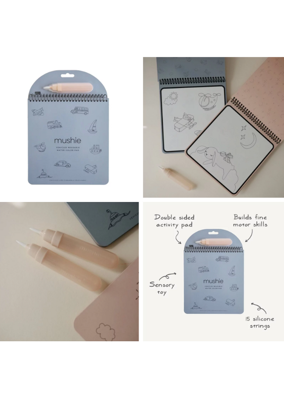 Mushie Mushie - vehicles water kleurboekje