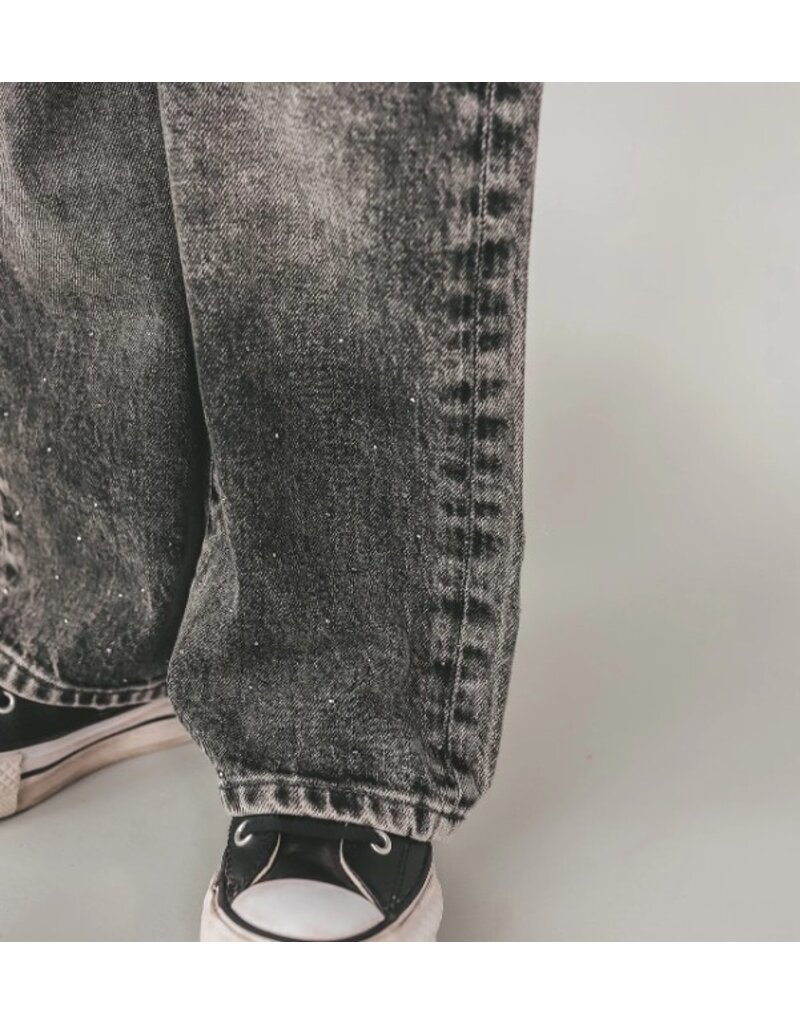 Your Wishes Your wishes-wide leg glitter jeans-grijs