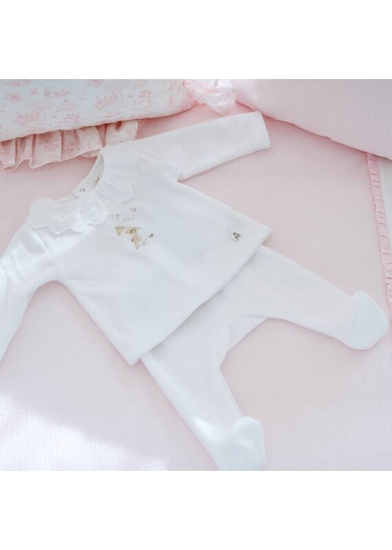 Théophile & Patachou Théophile et Patachou - Tweedelig kruippakje velours - pink garden party