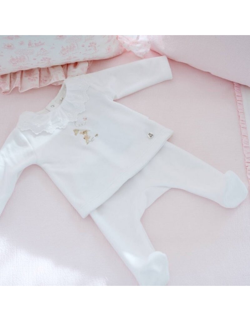 Théophile & Patachou Théophile et Patachou - Tweedelig kruippakje velours - pink garden party