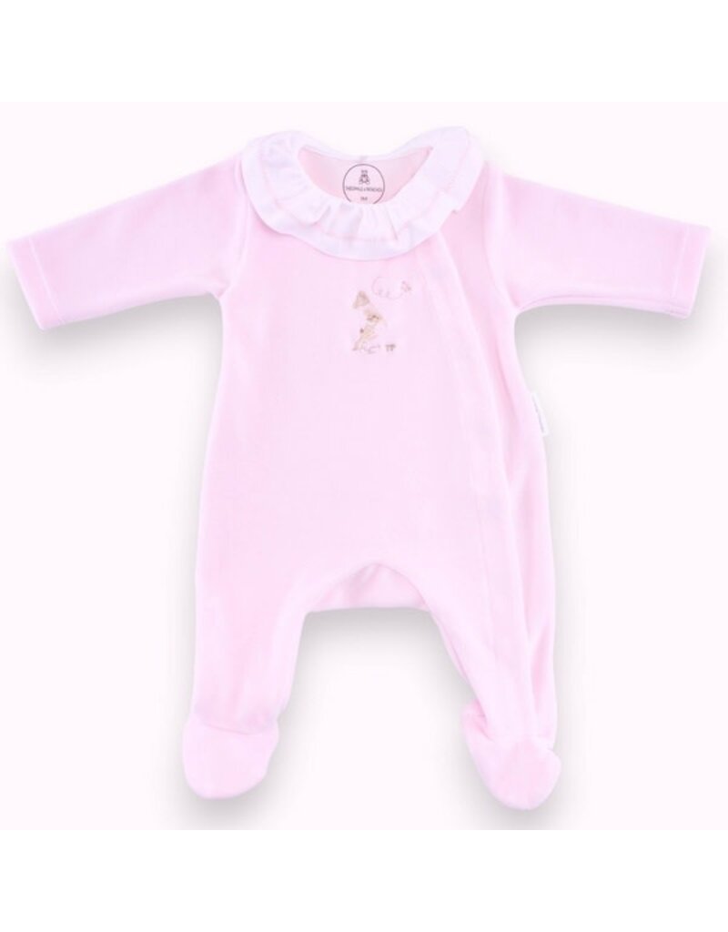 Théophile & Patachou Théophile et Patachou - Kruippakje Velours roze  - pink garden party