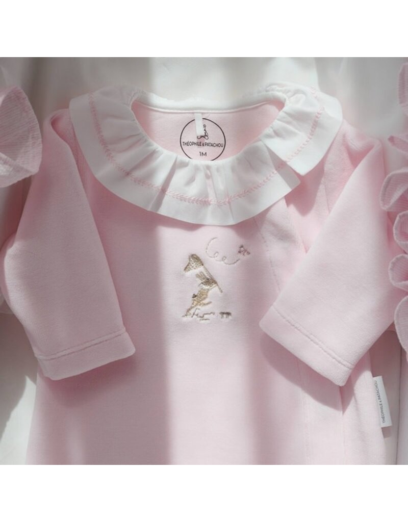 Théophile & Patachou Théophile et Patachou - Kruippakje Velours roze  - pink garden party