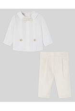 Paz Rodriguez Paz-Set Broek met hemd en strikje-cream