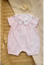 Tartine & Chocolat Tartine et chocolat- zomerkruippakje meisje-wit/lichtroze streepje