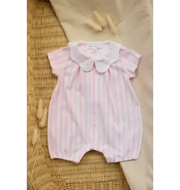 Tartine & Chocolat Tartine et chocolat- zomerkruippakje meisje-wit/lichtroze streepje