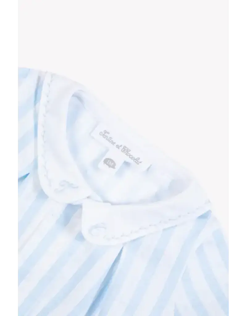 Tartine & Chocolat Tartine et chocolat- zomerkruippakje-wit/lichtblauw streepje-klein kraagje