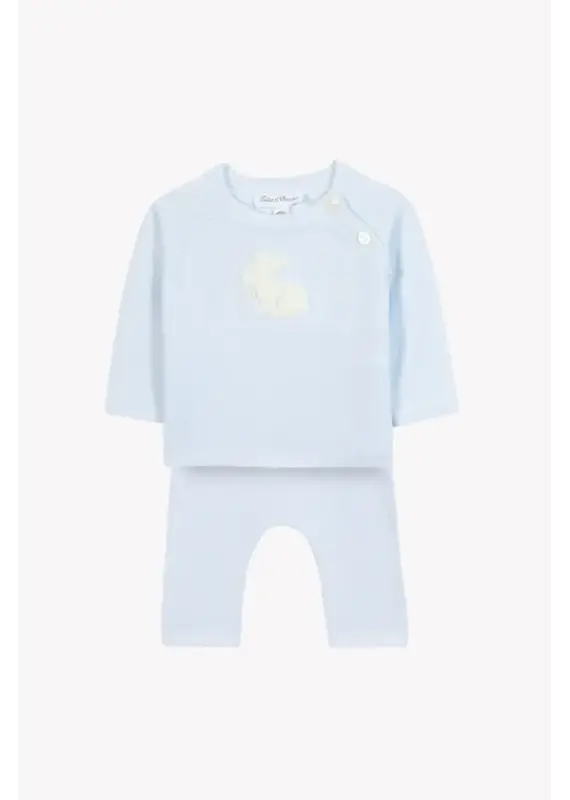 Tartine & Chocolat Tartine et Chocolat- setje gebreid-lichtblauw met konijntje