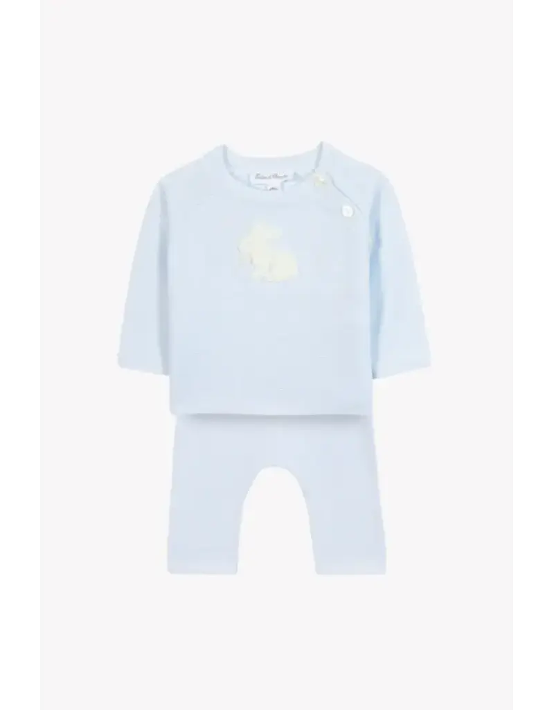 Tartine & Chocolat Tartine et Chocolat- setje gebreid-lichtblauw met konijntje