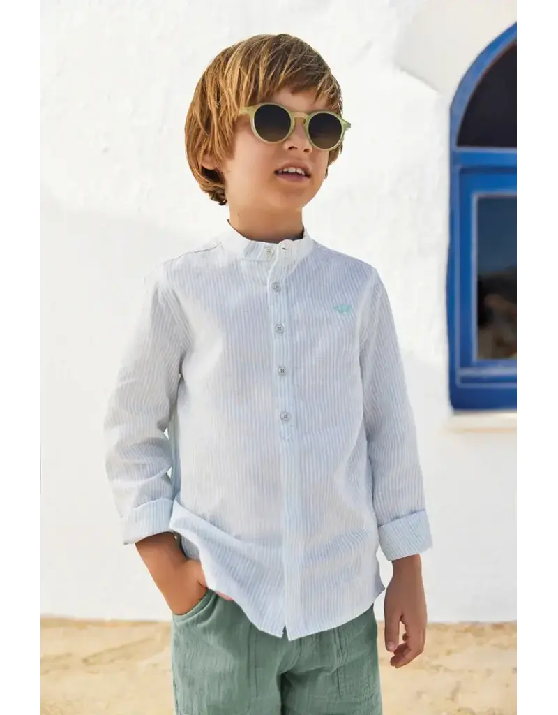 Tartine & Chocolat Tartine et Chocolat-hemdje met paterskraag-zachtgroen gestreept