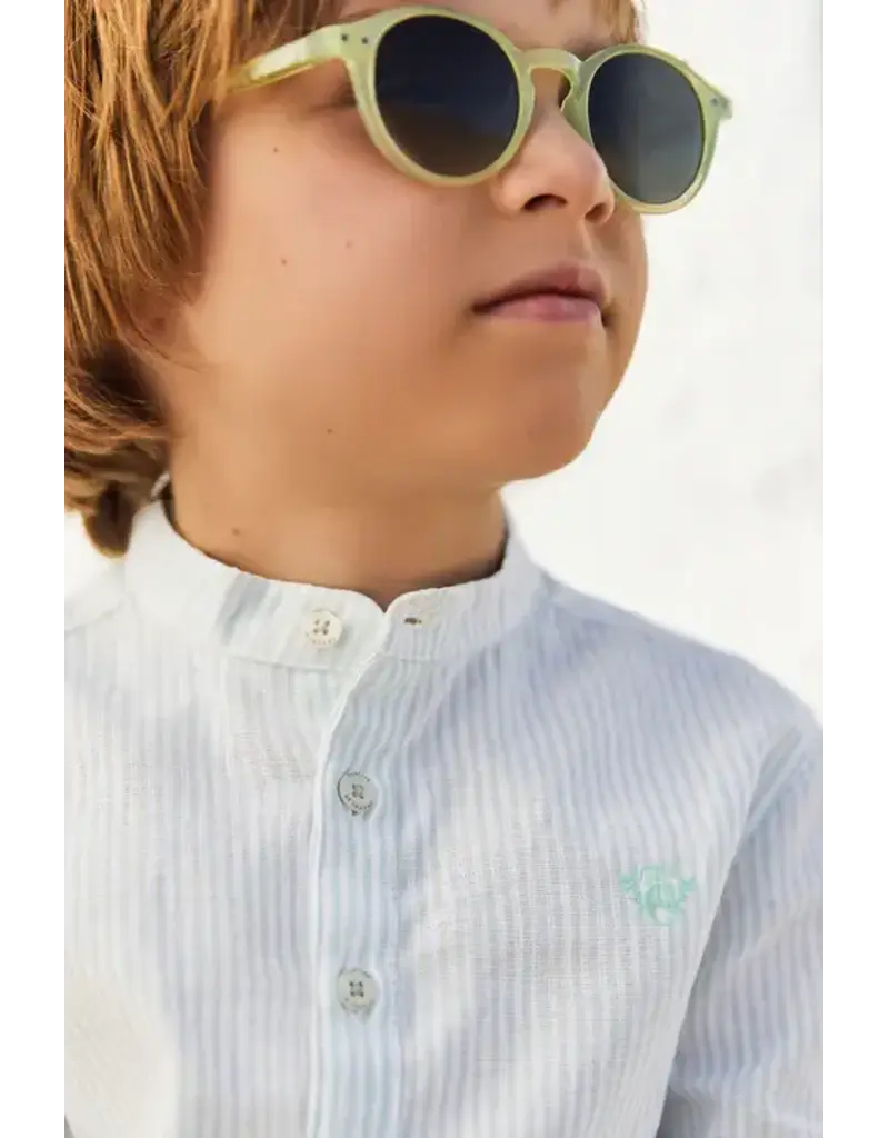 Tartine & Chocolat Tartine et Chocolat-hemdje met paterskraag-zachtgroen gestreept