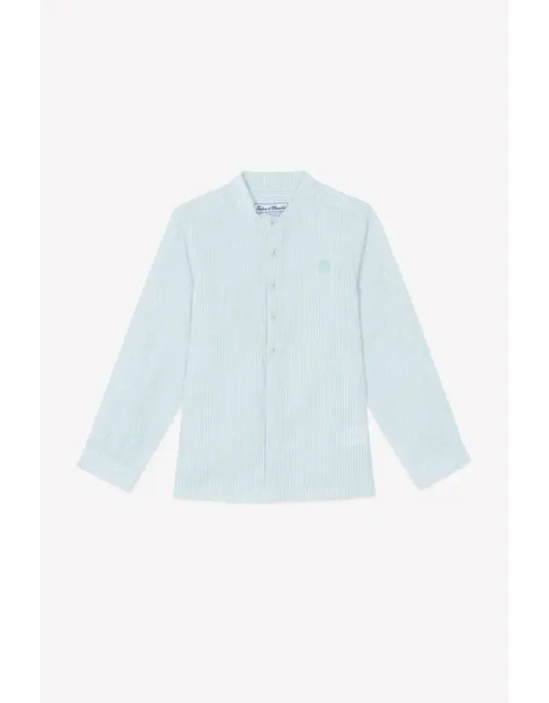 Tartine & Chocolat Tartine et Chocolat-hemdje met paterskraag-zachtgroen gestreept