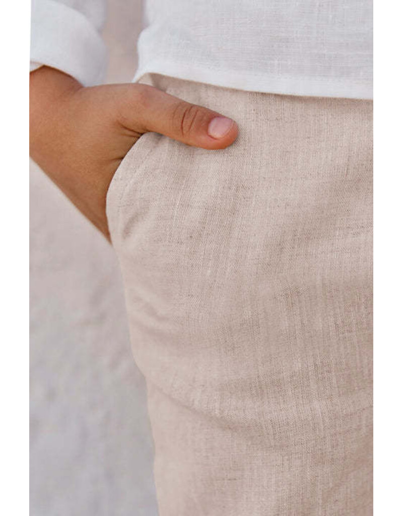 Tartine & Chocolat Tartine et Chocolat-Linnen broek- ceremonie-zandkleur