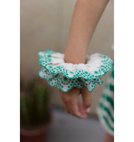 Bonton Bonton - scrunchie ecru met groen