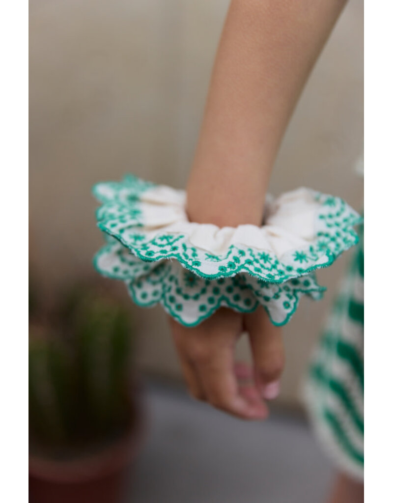 Bonton Bonton - scrunchie ecru met groen