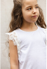 Tartine & Chocolat Tartine et chocolat - witte t-shirt met kanten afwerkingen